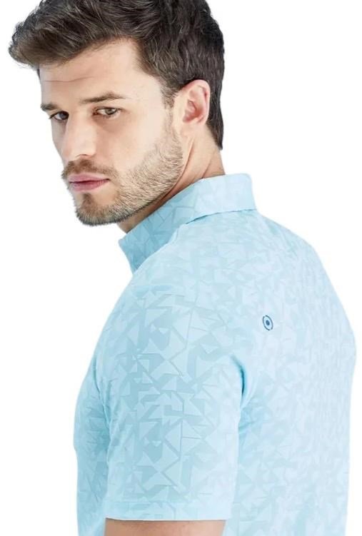 PING Geo Camo polo de hombre, crystal blue