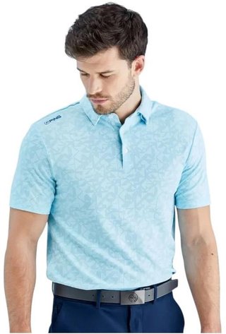 PING Geo Camo polo de hombre, crystal blue