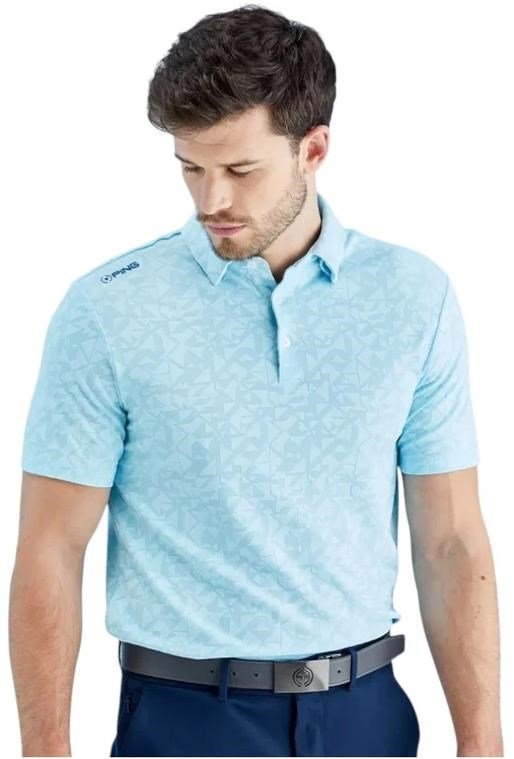 PING Geo Camo polo de hombre, crystal blue