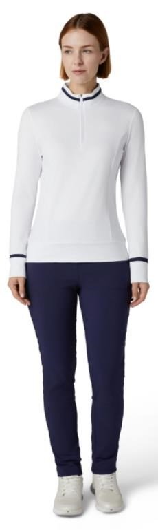 Callaway Thermal Long Sleeve Colourblock camiseta de manga larga para mujer, blanco brillante