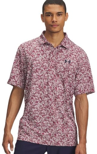 Under Armour Playoff 3.0 Printed polo de hombre, tourmaline pink/dark maroon/midnight navy