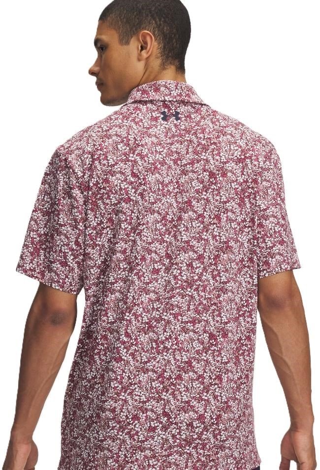 Under Armour Playoff 3.0 Printed polo de hombre, tourmaline pink/dark maroon/midnight navy