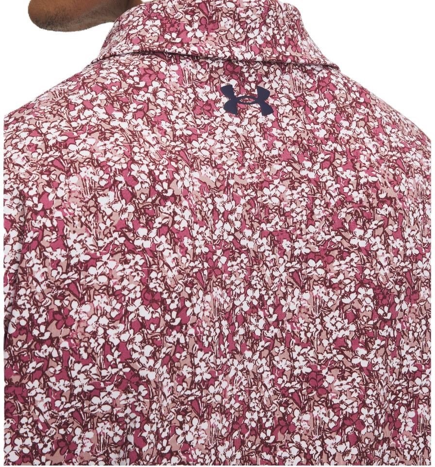 Under Armour Playoff 3.0 Printed polo de hombre, tourmaline pink/dark maroon/midnight navy