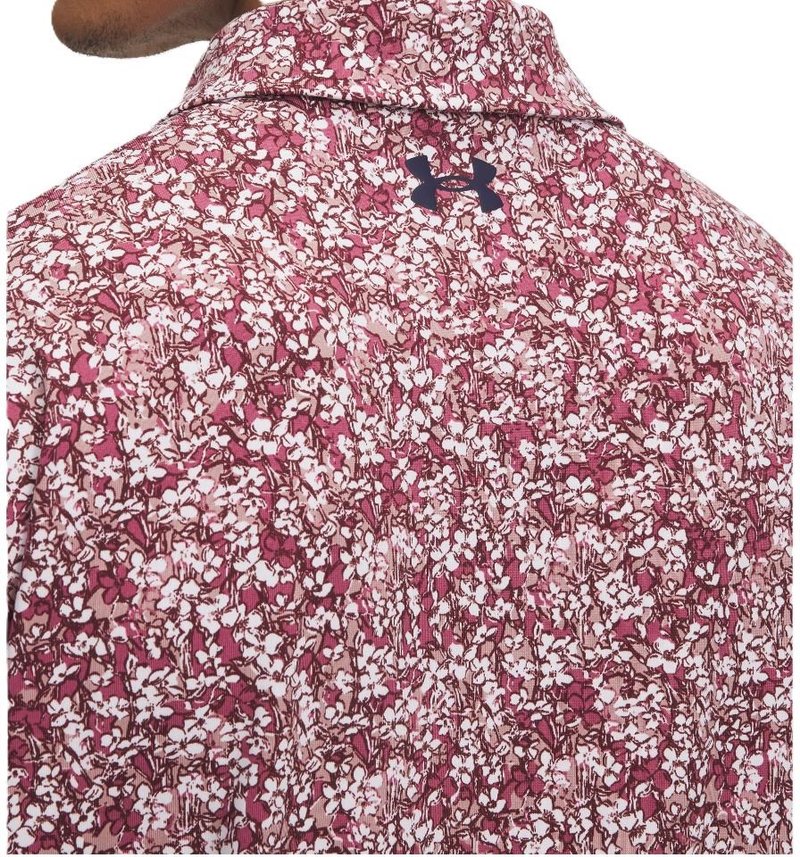 Under Armour Playoff 3.0 Printed polo de hombre, tourmaline pink/dark maroon/midnight navy