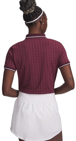Under Armour Playoff Jacquard polo de mujer, dark maroon/fuchsia dusk/white