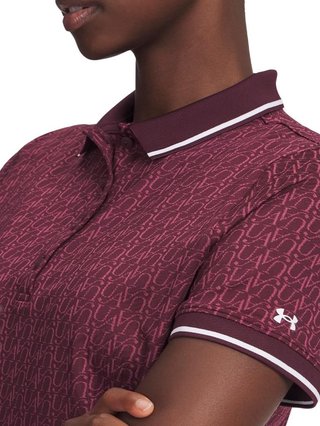 Under Armour Playoff Jacquard polo de mujer, dark maroon/fuchsia dusk/white