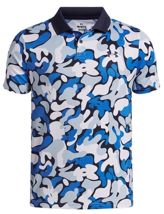 Under Armour Matchplay Printed junior polo, midnight navy/blue atlantis