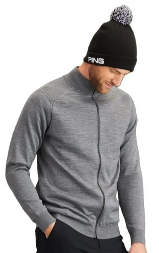 PING Murphy Lined full zip suéter de hombre, french grey marl