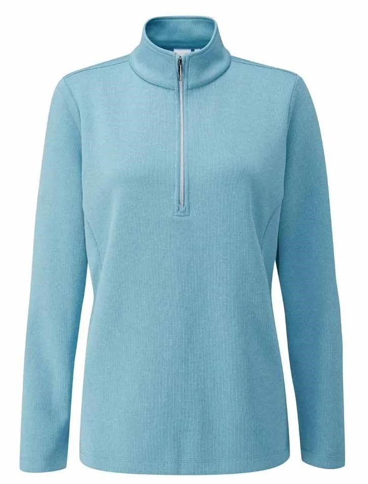 PING Lyla half zip ribbed sudadera polar de mujer, tranquil blue marl
