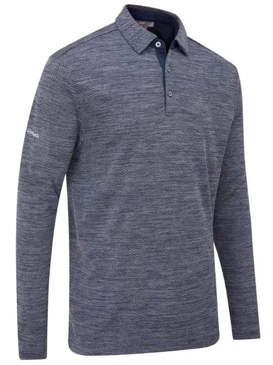 PING Creek polo de manga larga de hombre, navy melange