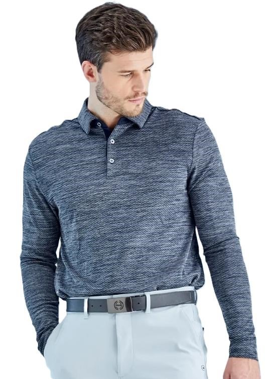 PING Creek polo de manga larga de hombre, navy melange