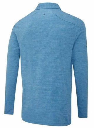 PING Creek polo de manga larga de hombre, tidal blue melange