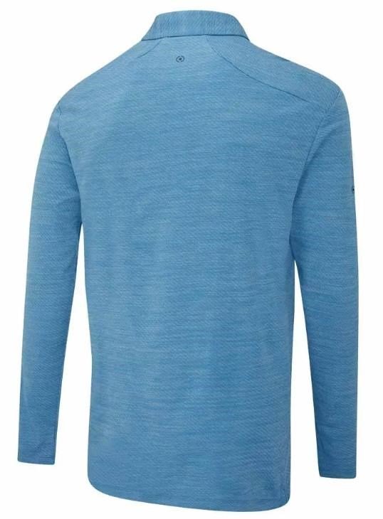 PING Creek polo de manga larga de hombre, tidal blue melange