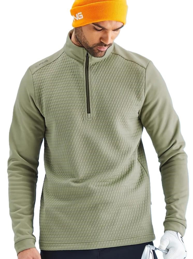PING Nolan Quarter Zip Fleece sudadera de hombre, lichen