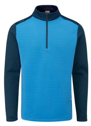 PING Nolan Quarter Zip Fleece sudadera de hombre, tidal blue/navy