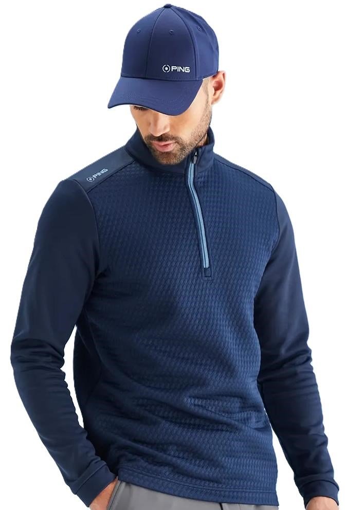 PING Nolan Quarter Zip Fleece sudadera de hombre, navy