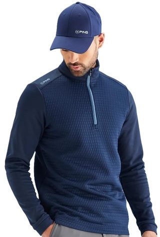 PING Nolan Quarter Zip Fleece sudadera de hombre, navy
