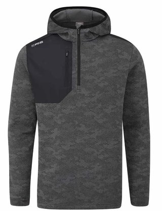 PING Nexa Hooded half zip fleece sudadera de hombre, negra