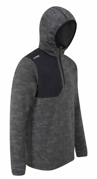 PING Nexa Hooded half zip fleece sudadera de hombre, negra
