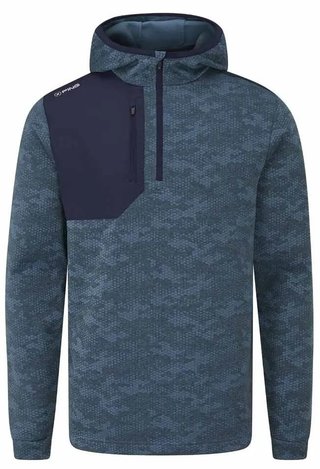PING Nexa Hooded half zip fleece sudadera de hombre, azul fusion/navy