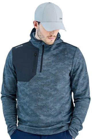 PING Nexa Hooded half zip fleece sudadera de hombre, azul fusion/navy