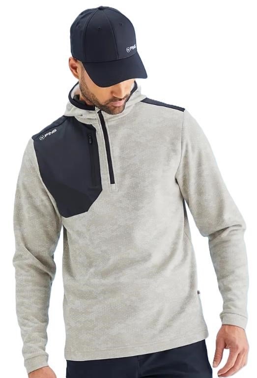 PING Nexa Hooded half zip fleece sudadera hombre, willow/black