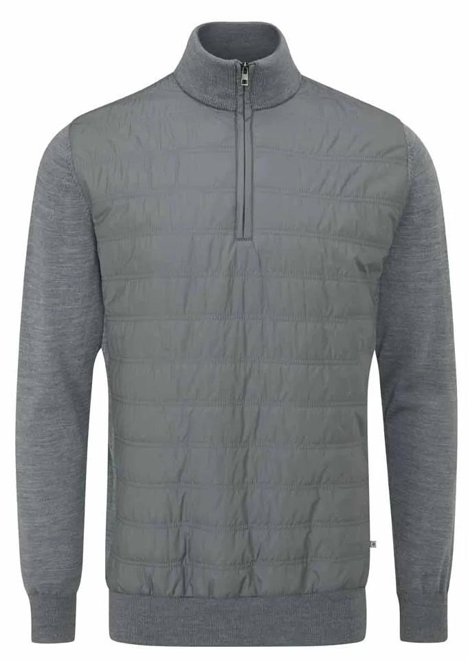 PING Connell Hybrid quarter-zip suéter de hombre, french grey marl