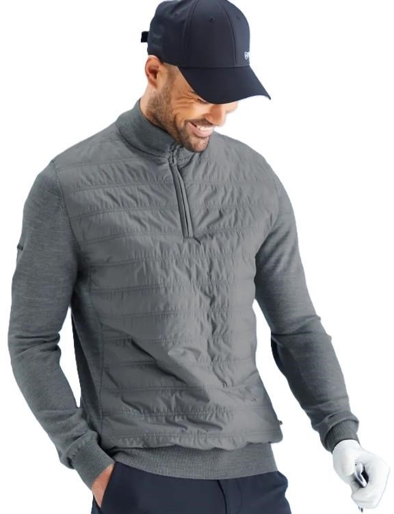 PING Connell Hybrid quarter-zip suéter de hombre, french grey marl