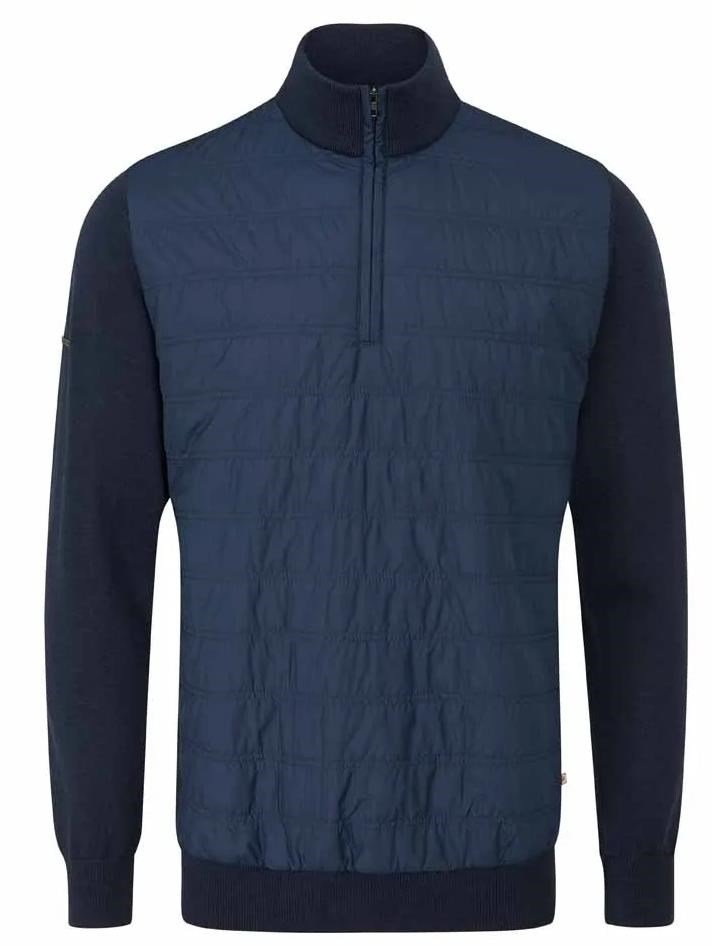 PING Connell Hybrid quarter-zip suéter de hombre, azul marino