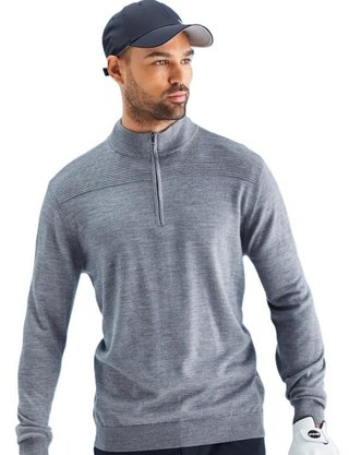 PING Dorset Quarter zip suéter de hombre, french grey marl