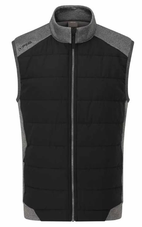 PING Aiden Hybrid Fleece chaleco de hombre, asphalt marl/negro