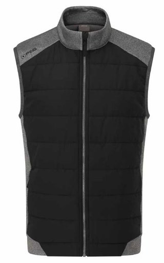 PING Aiden Hybrid Fleece chaleco de hombre, asphalt marl/negro