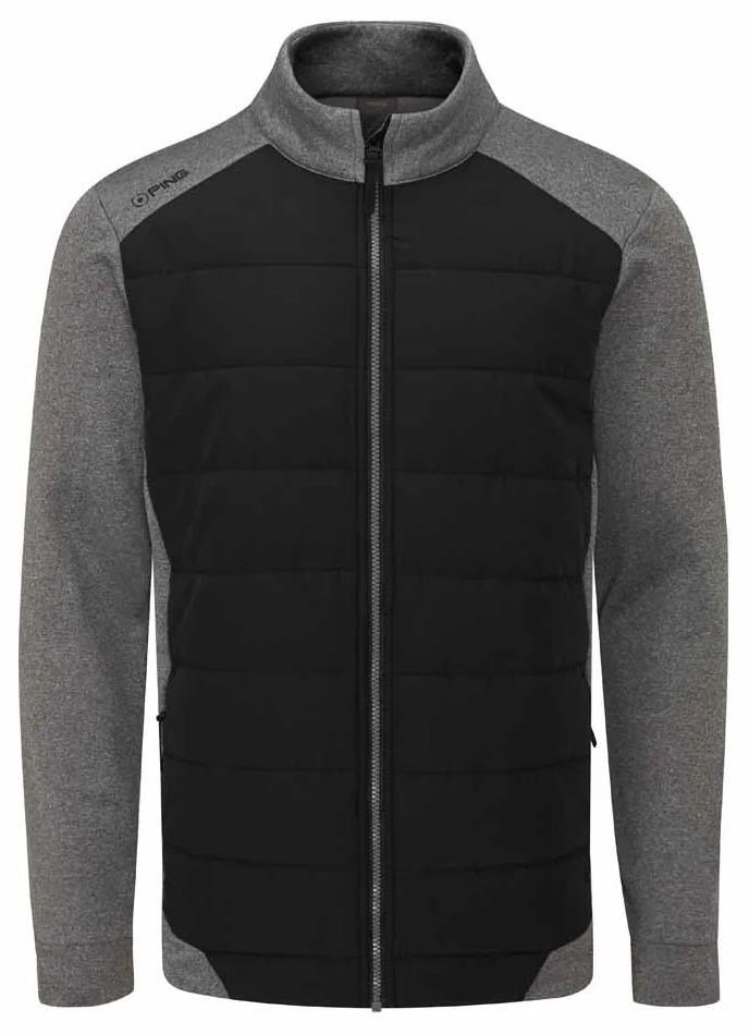 PING Aiden Hybrid fleece chaqueta de hombre, asphalt marl/negro
