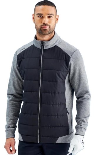 PING Aiden Hybrid fleece chaqueta de hombre, asphalt marl/negro