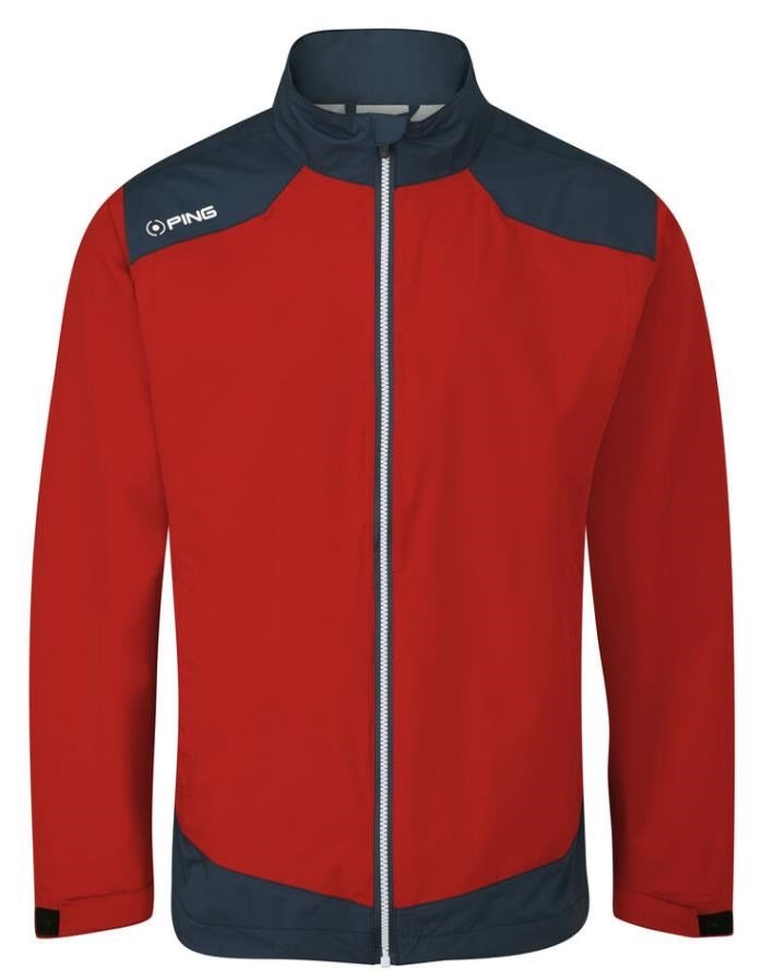PING AquaDrive chaqueta impermeable para hombre, classic red/oxford blue