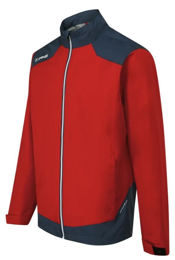 PING AquaDrive chaqueta impermeable para hombre, classic red/oxford blue