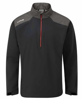 PING AquaDrive chaqueta impermeable de hombre con media cremallera, negro/asfalto