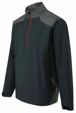 PING AquaDrive chaqueta impermeable de hombre con media cremallera, negro/asfalto