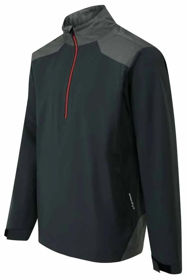 PING AquaDrive chaqueta impermeable de hombre con media cremallera, negro/asfalto