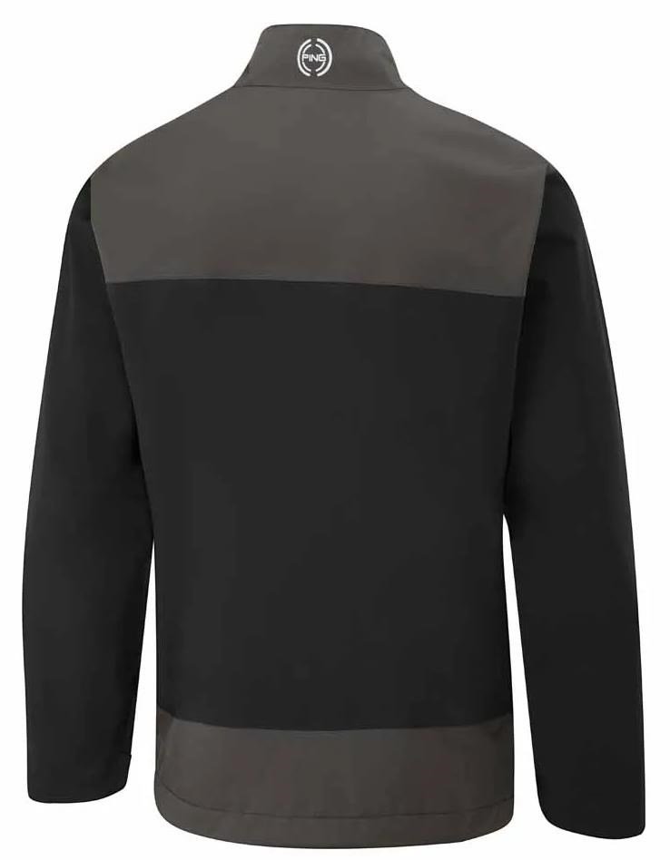 PING AquaDrive chaqueta impermeable de hombre con media cremallera, negro/asfalto