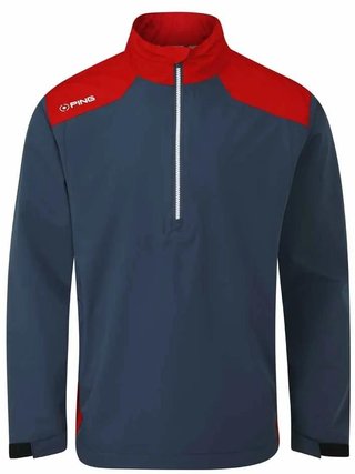 PING AquaDrive Half-Zip chaqueta impermeable de hombre, oxford blue/classic red