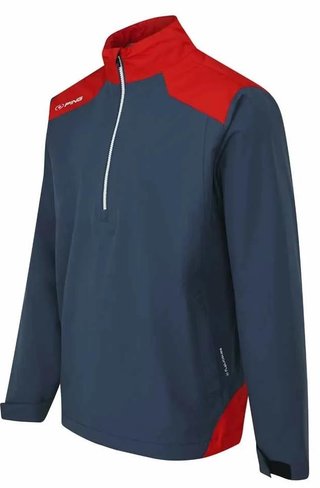 PING AquaDrive Half-Zip chaqueta impermeable de hombre, oxford blue/classic red