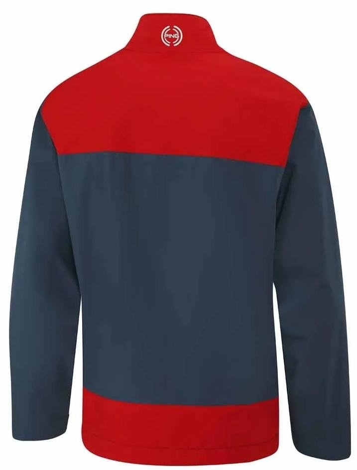 PING AquaDrive Half-Zip chaqueta impermeable de hombre, oxford blue/classic red