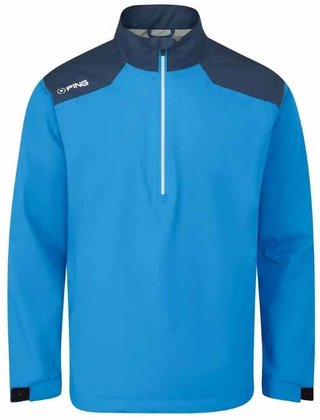PING AquaDrive Half-Zip chaqueta impermeable de hombre, brilliant blue/oxford blue