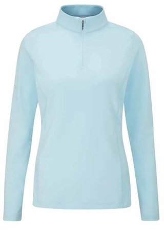 PING Aveline Half Zip sudadera de manga larga de mujer, crystal blue