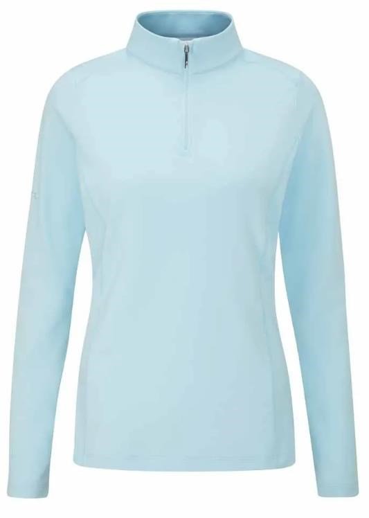 PING Aveline Half Zip sudadera de manga larga de mujer, crystal blue