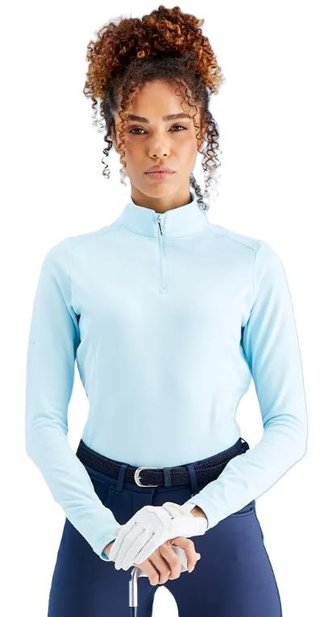 PING Aveline Half Zip sudadera de manga larga de mujer, crystal blue