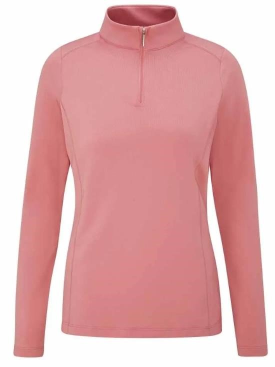 PING Aveline Half Zip camiseta de manga larga de mujer, rosa apagado