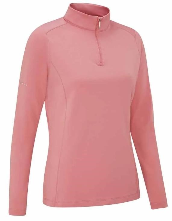 PING Aveline Half Zip camiseta de manga larga de mujer, rosa apagado