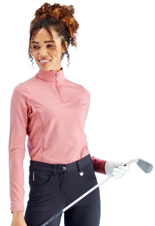 PING Aveline Half Zip camiseta de manga larga de mujer, rosa apagado